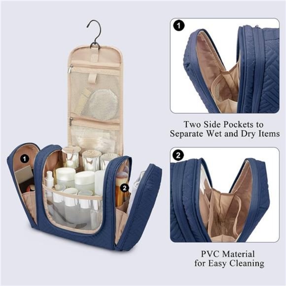 Travel Toiletry Bag for Women Hanging Toiletry Bag with Hook, Travel Cosmetic - Picture 2 of 6